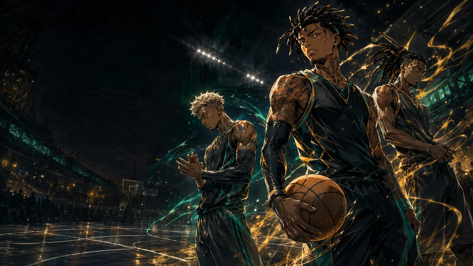 SHFantasy basketball athletes entering the arena
